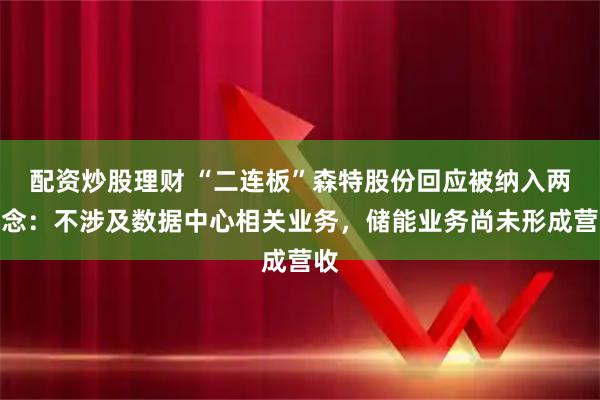 配资炒股理财 “二连板”森特股份回应被纳入两概念：不涉及数据中心相关业务，储能业务尚未形成营收